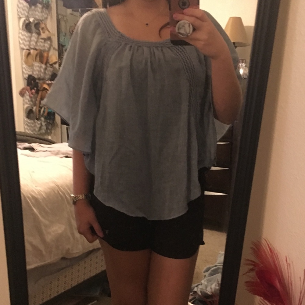 Chambray Peasant Top